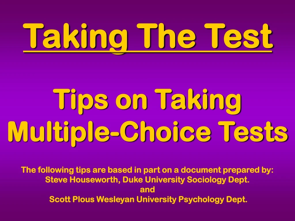 taking the test tips on taking multiple choice