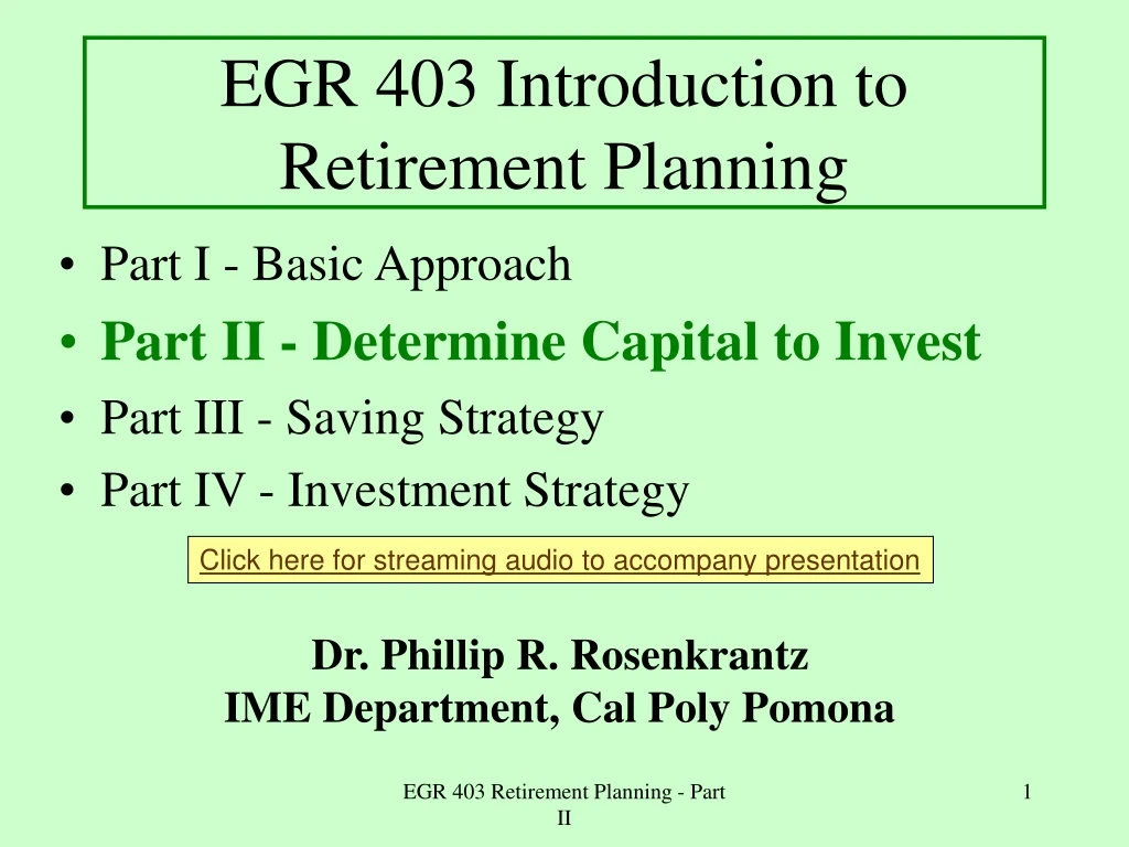 egr 403 introduction to retirement planning