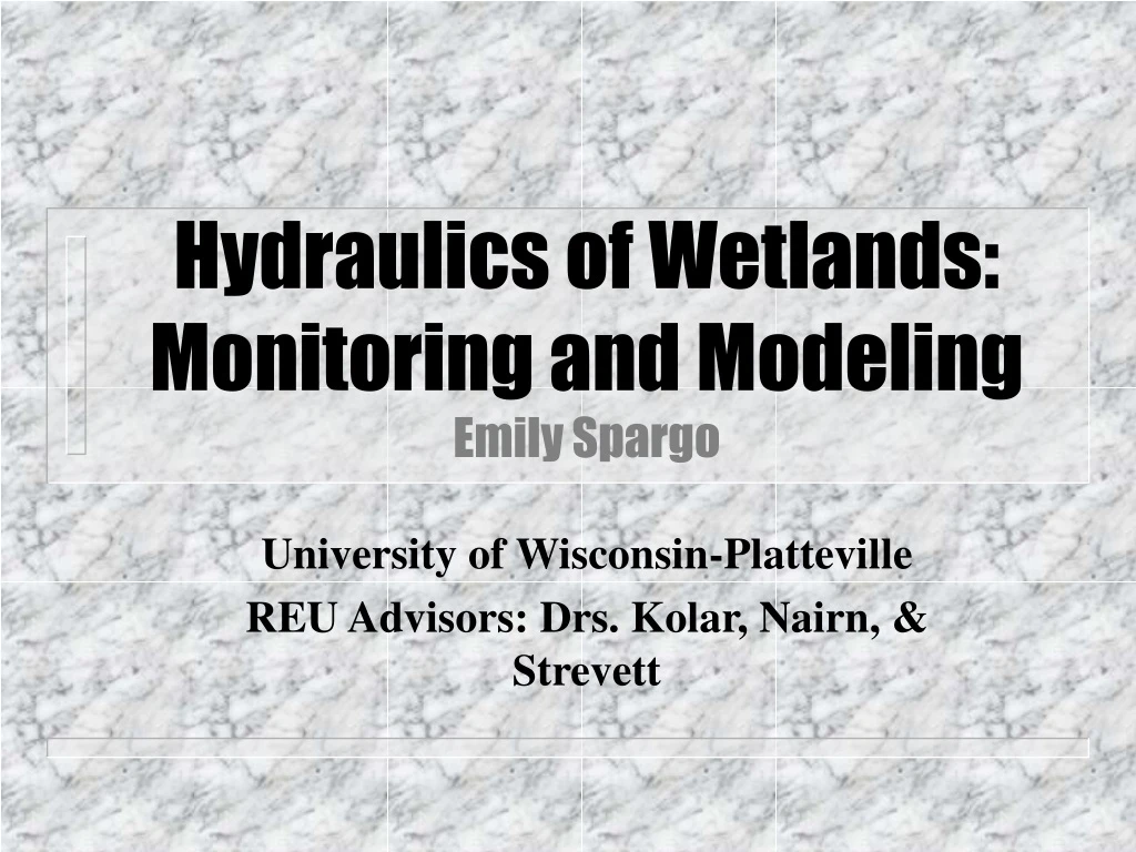 hydraulics of wetlands monitoring and modeling emily spargo