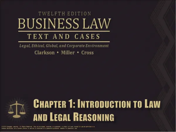 Chapter 1: Introduction to Law and Legal Reasoning