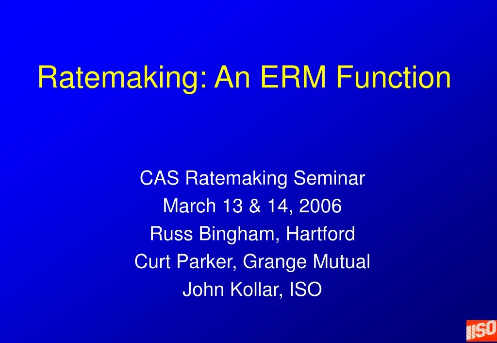 ratemaking an erm function