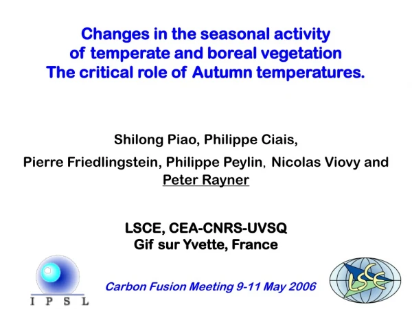 Changes in the seasonal activity  of temperate and boreal vegetation