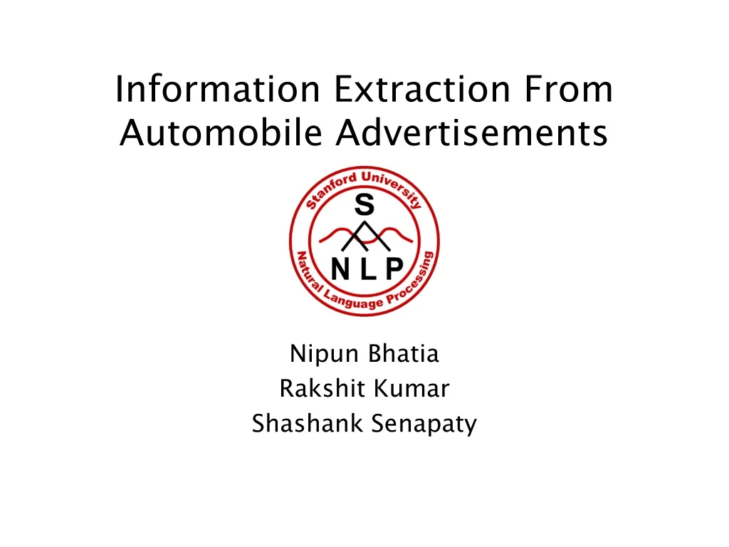 information extraction from automobile advertisements