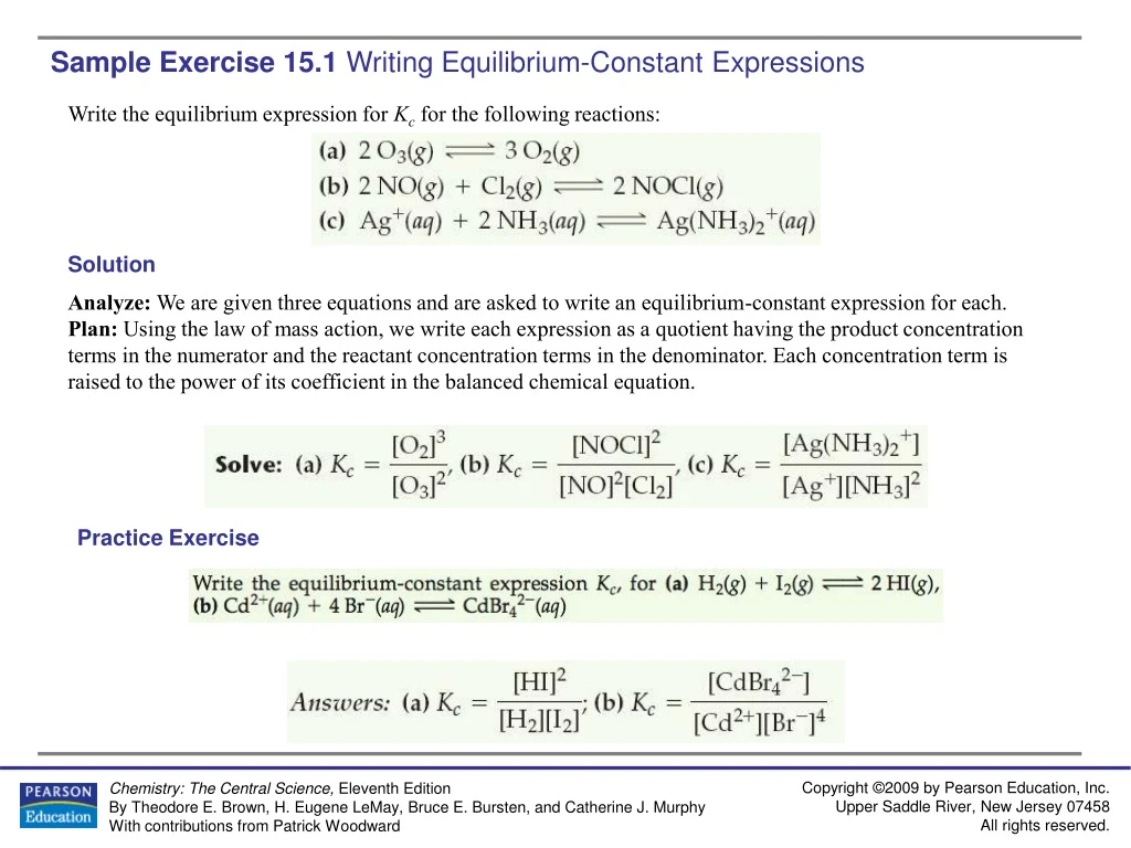 write the equilibrium expression