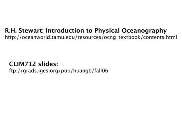 R.H. Stewart: Introduction to Physical Oceanography