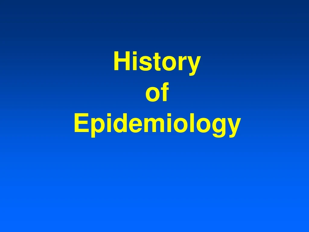 history of epidemiology