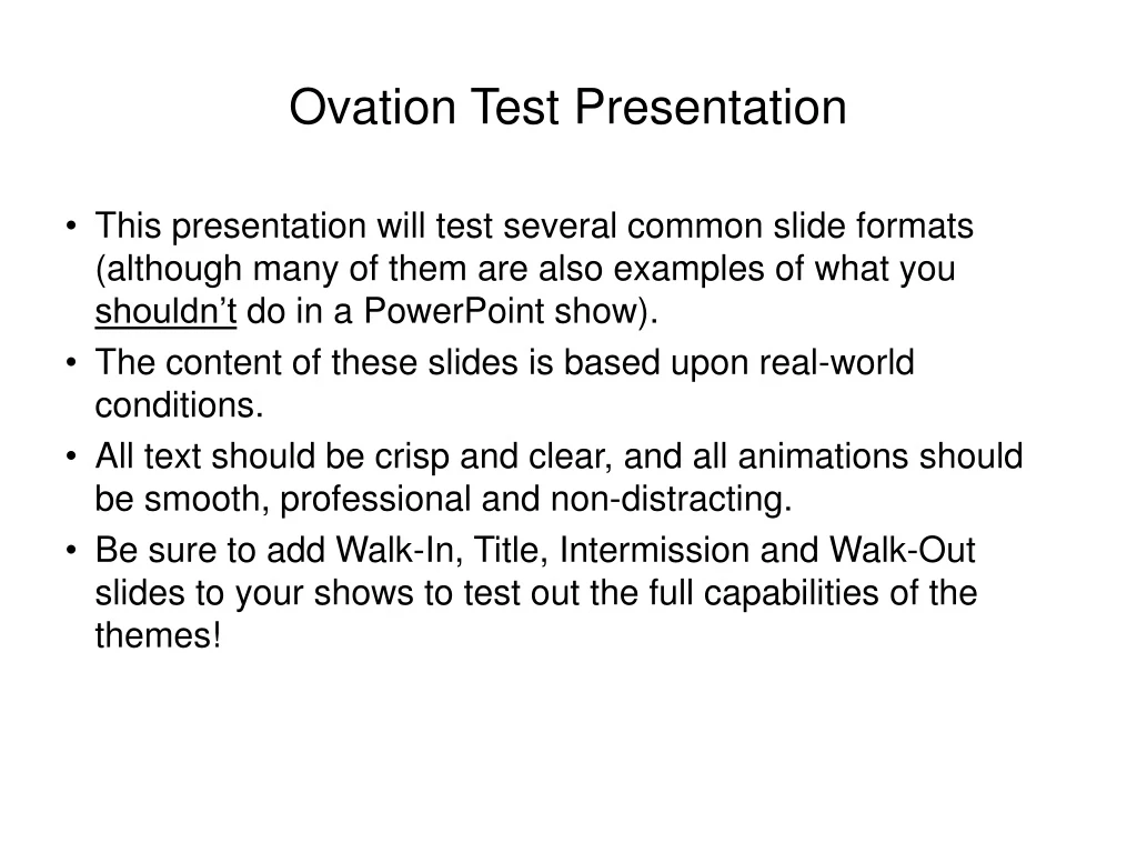 ovation test presentation