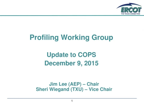 Profiling Working Group Update to COPS December 9, 2015