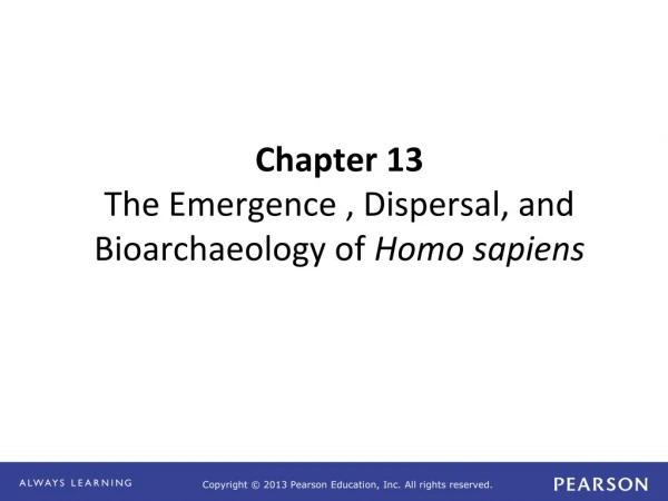 Chapter 13 The Emergence , Dispersal, and Bioarchaeology of  Homo sapiens