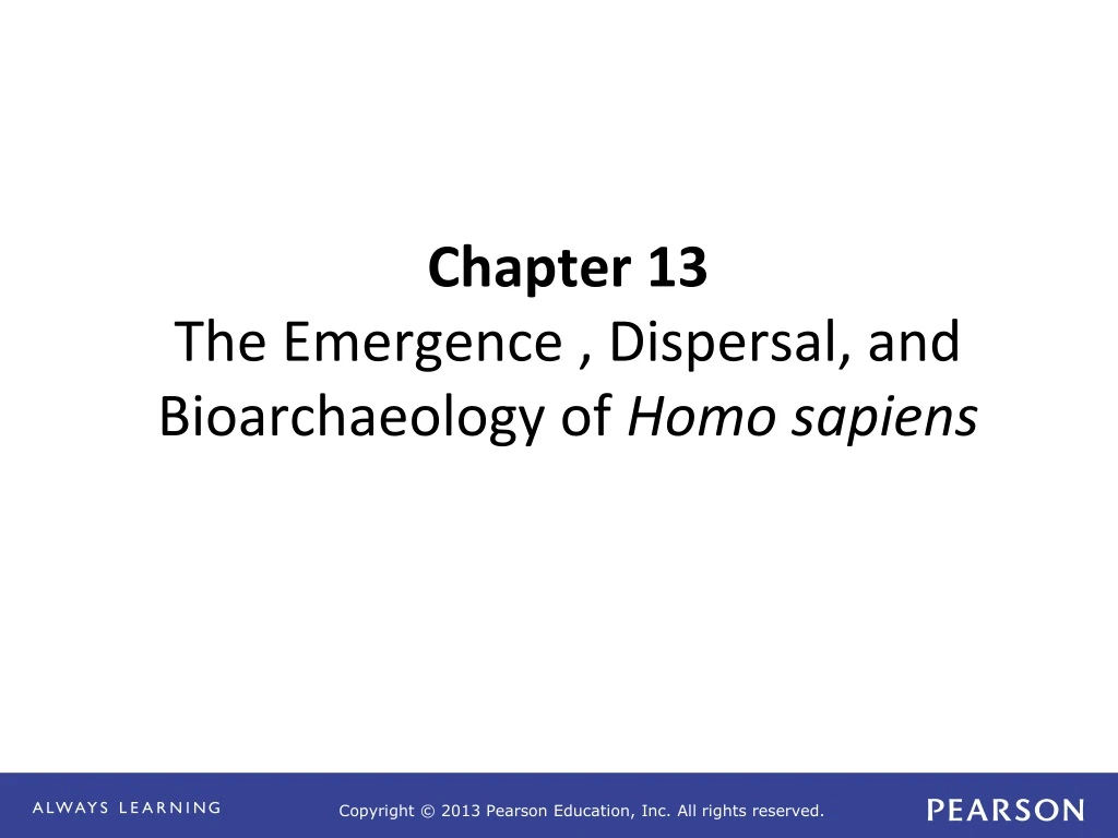 chapter 13 the emergence dispersal and bioarchaeology of homo sapiens