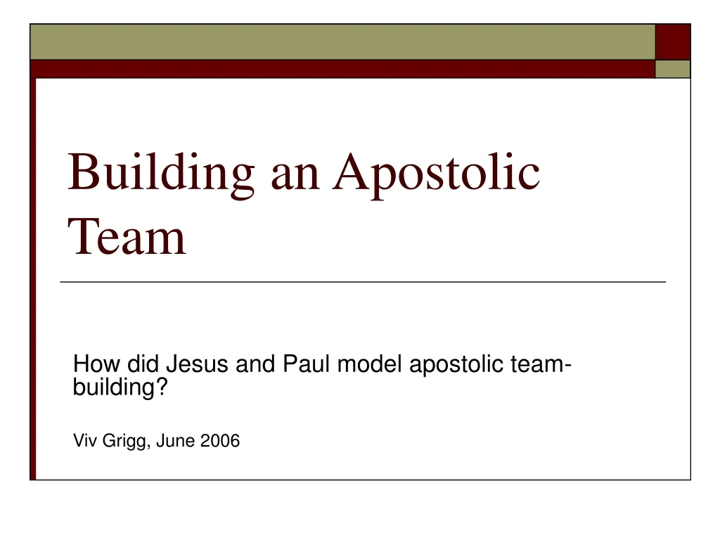 building an apostolic team