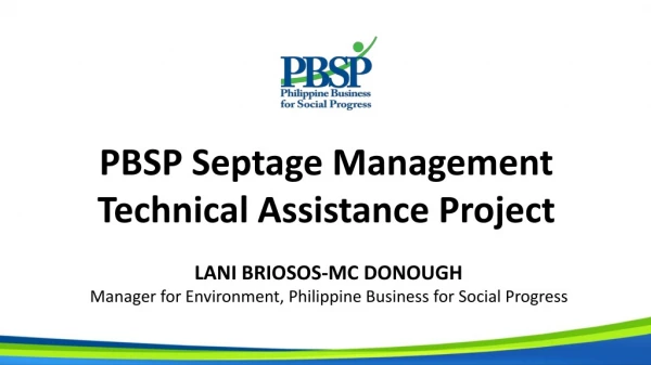 PBSP Septage Management  Technical Assistance Project