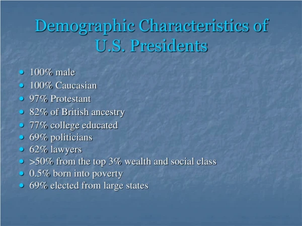 Demographic Characteristics of U.S. Presidents