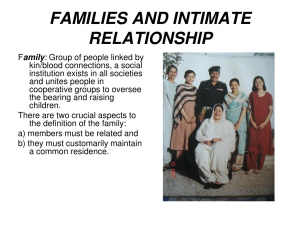 FAMILIES AND INTIMATE RELATIONSHIP