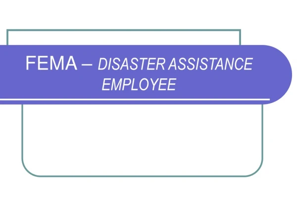 FEMA –  DISASTER ASSISTANCE EMPLOYEE