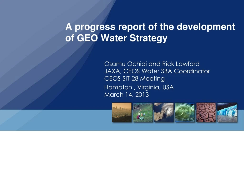 a progress report of the development of geo water strategy