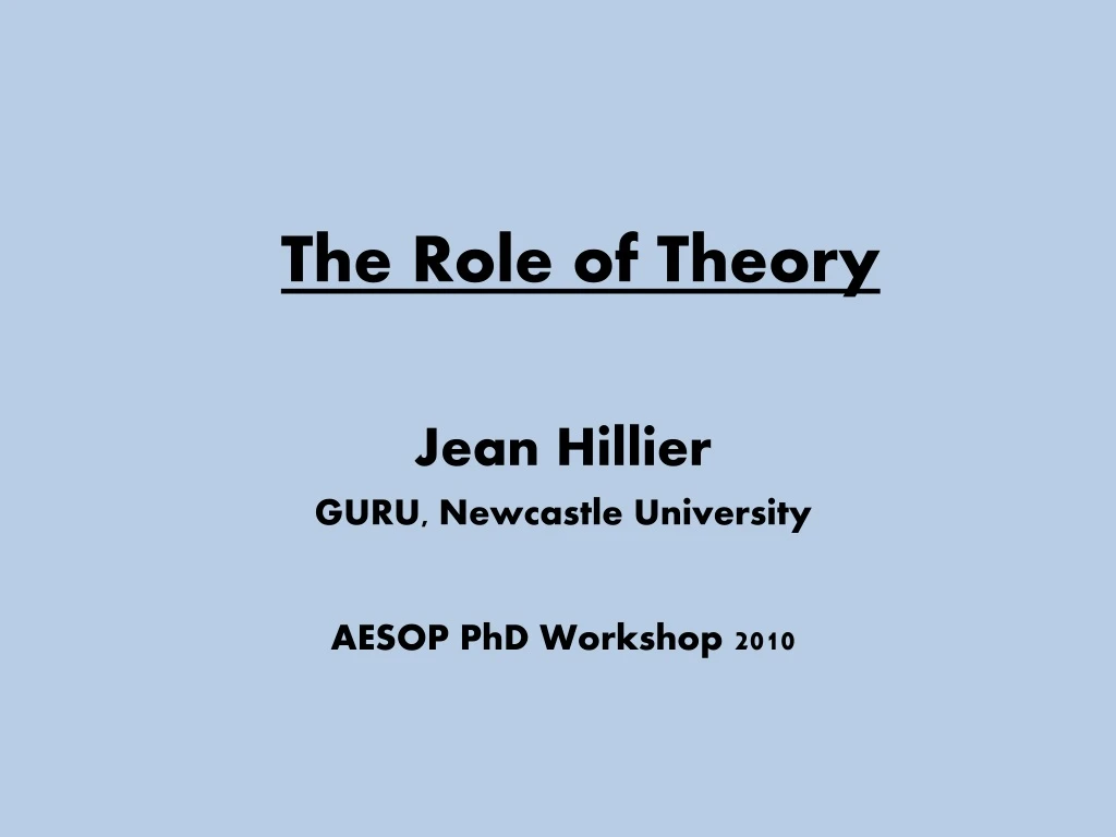 the role of theory