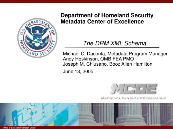 Department of Homeland Security Metadata Center of Excellence