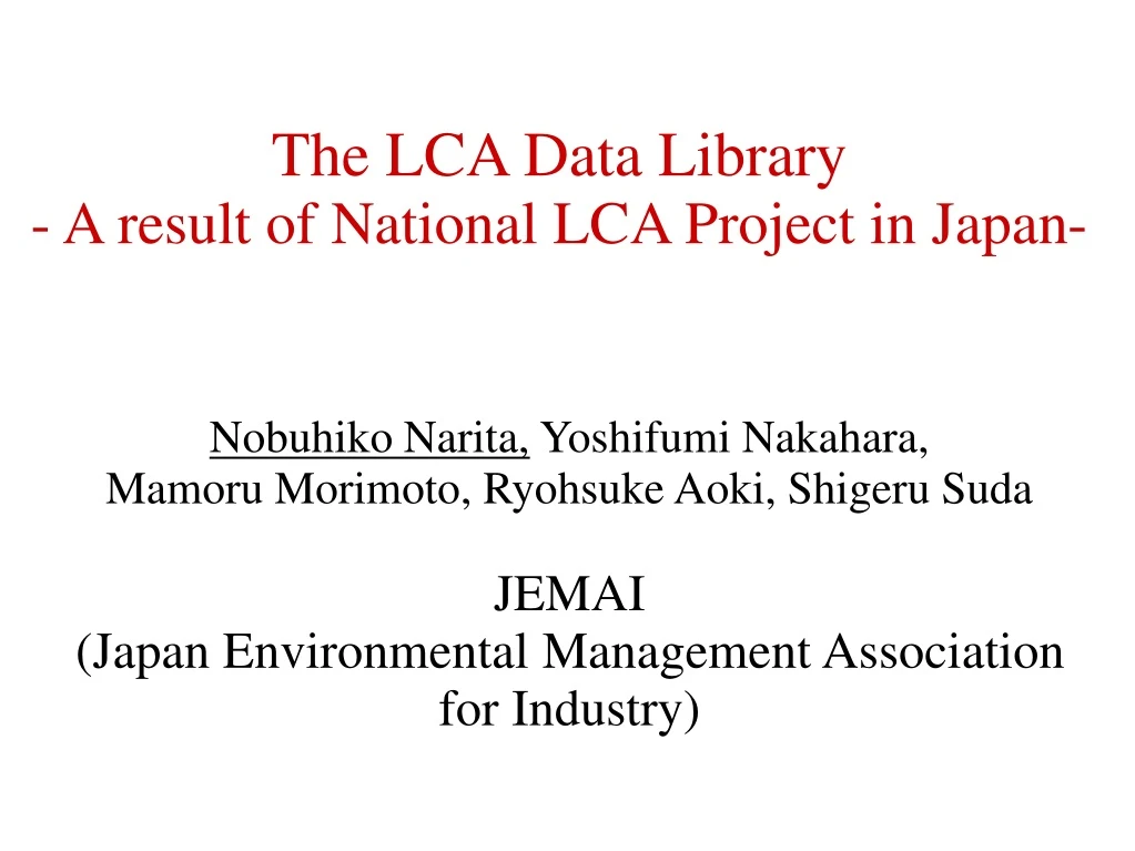 the lca data library a result of national