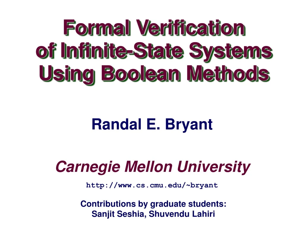 formal verification of infinite state systems