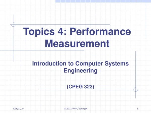 Topics 4: Performance Measurement