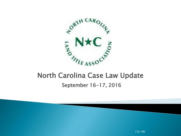 North Carolina Case Law Update September 16-17, 2016