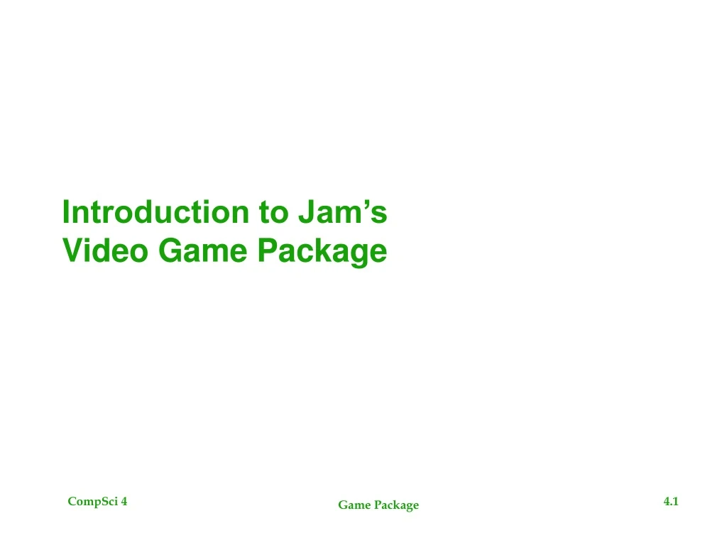 introduction to jam s video game package