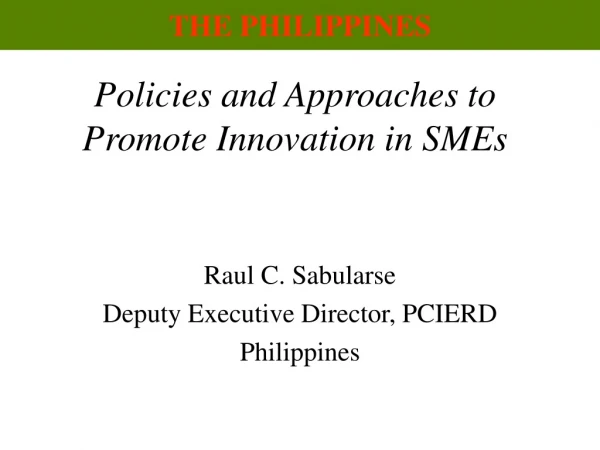 Policies and Approaches to Promote Innovation in SMEs
