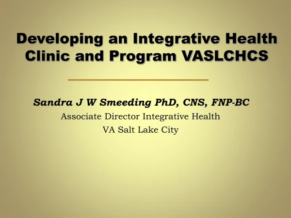 Developing an Integrative Health Clinic and Program VASLCHCS