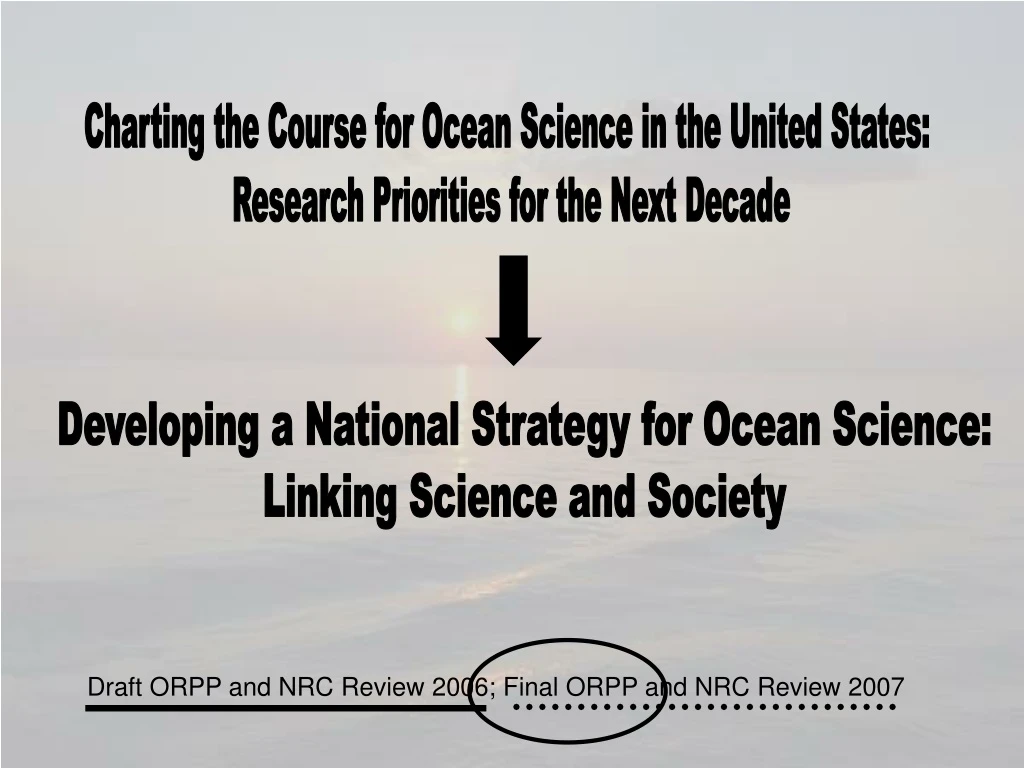 PPT - Developing a National Strategy for Ocean Science: Linking Science 