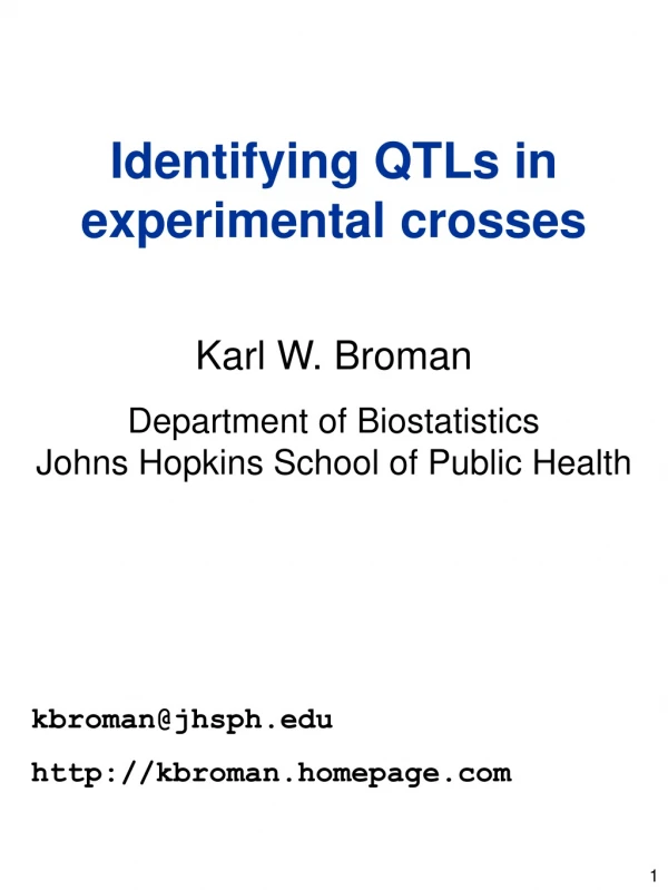 Identifying QTLs in  experimental crosses