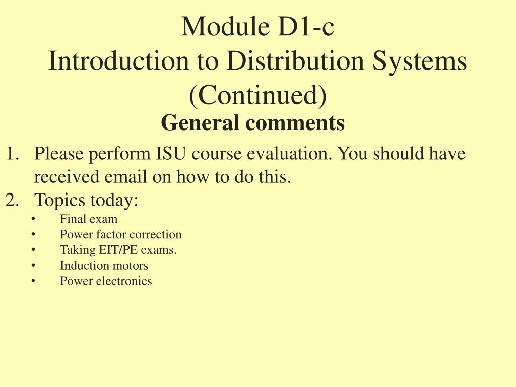 module d1 c introduction to distribution systems