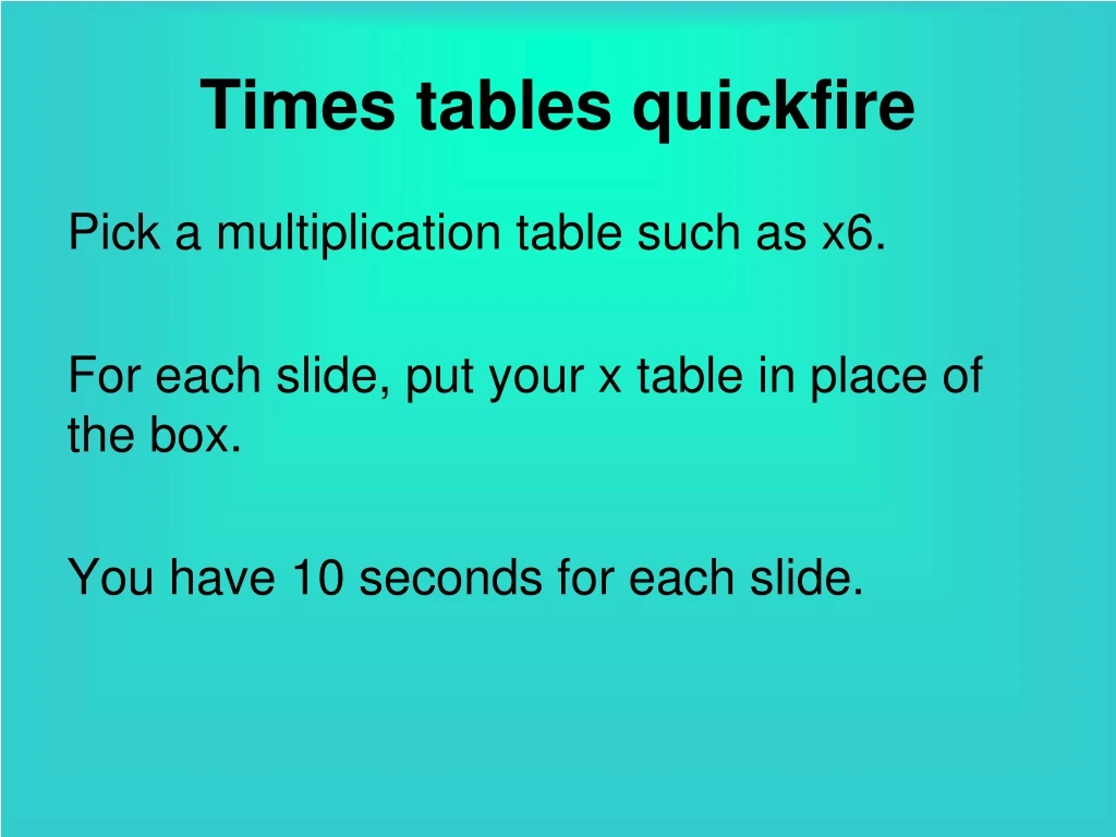 times tables quickfire