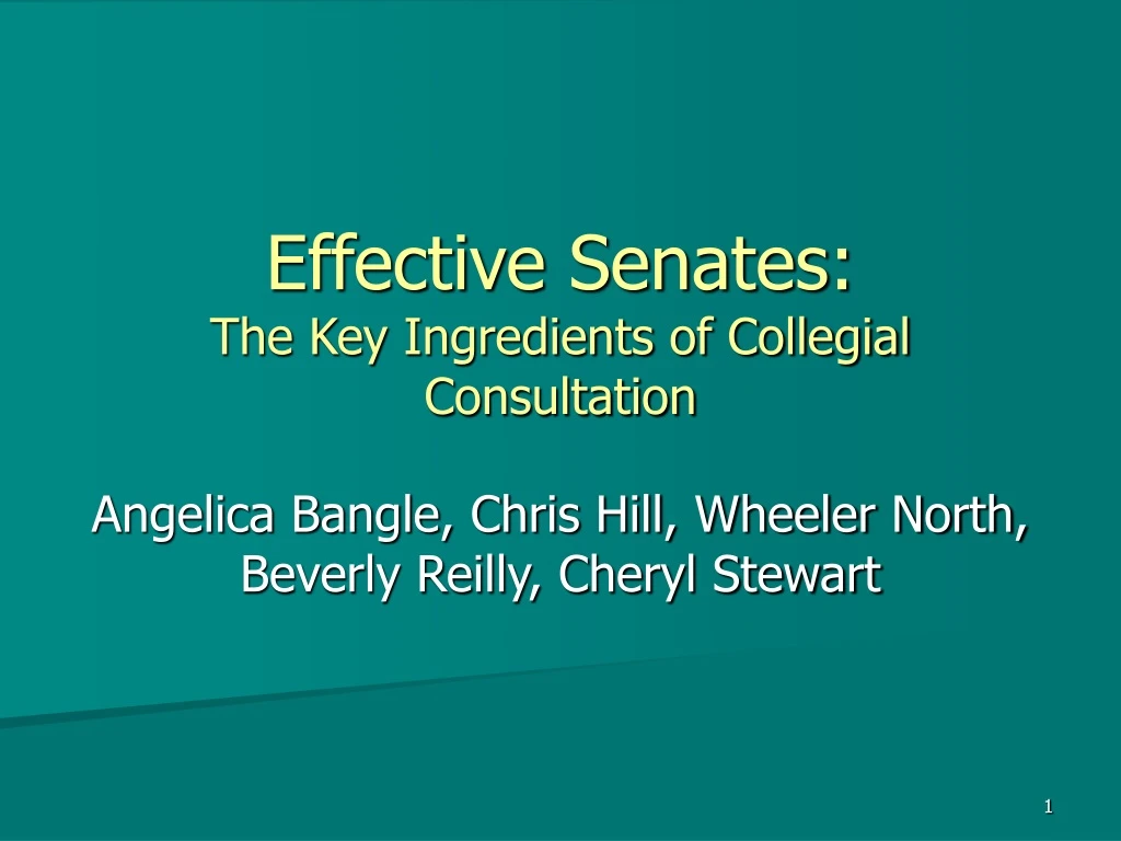 effective senates the key ingredients of collegial consultation