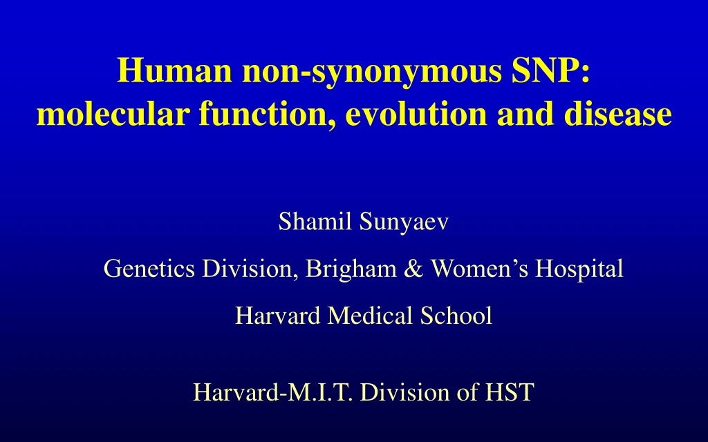 human non synonymous snp molecular function