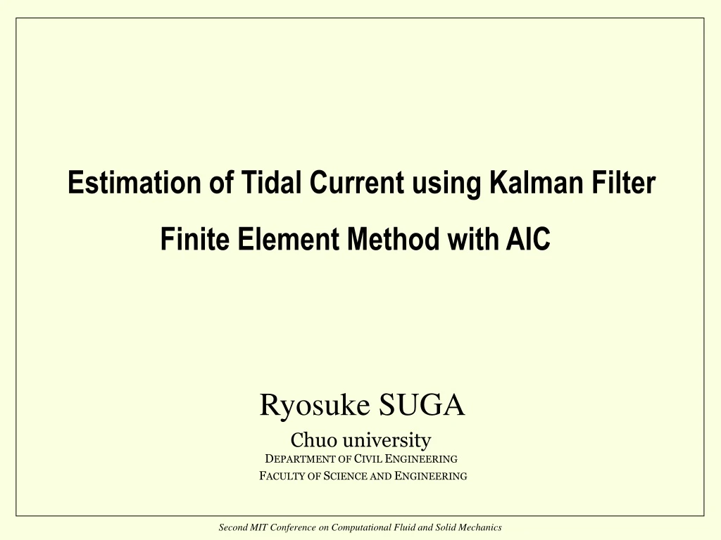 estimation of tidal current using kalman filter