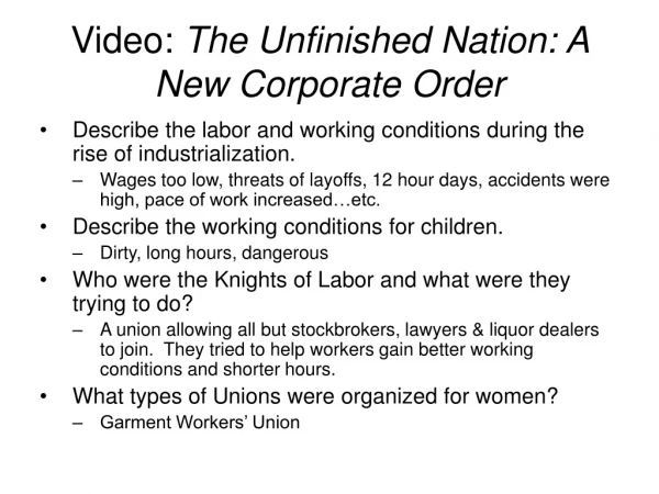 Video:  The Unfinished Nation: A New Corporate Order