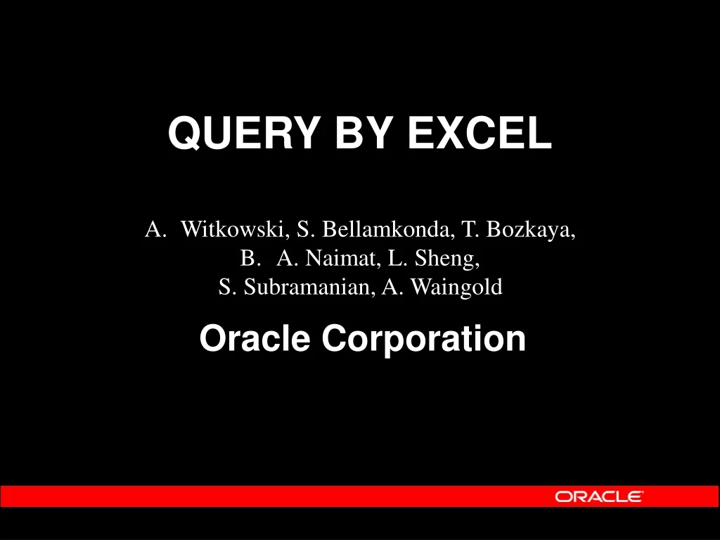 query by excel