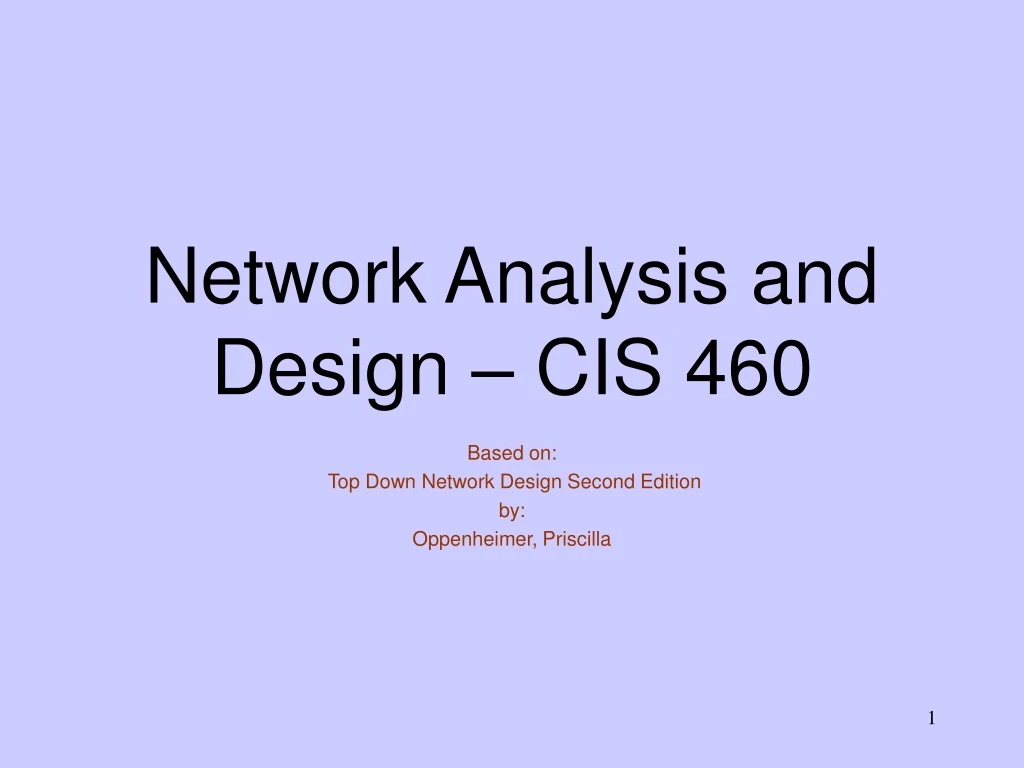 network analysis and design cis 460