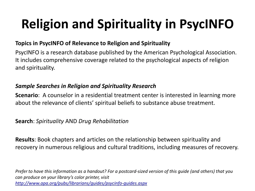 religion and spirituality in psycinfo