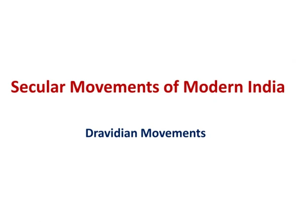 Secular Movements of Modern India