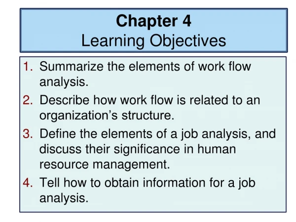 Chapter 4 Learning Objectives