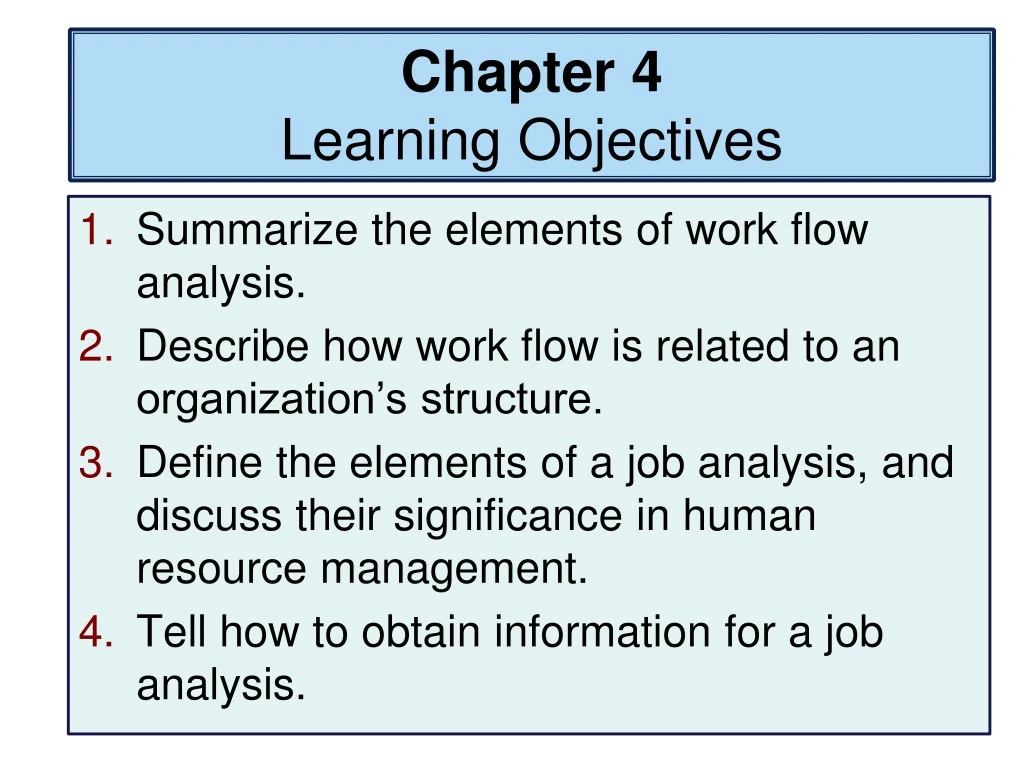 chapter 4 learning objectives