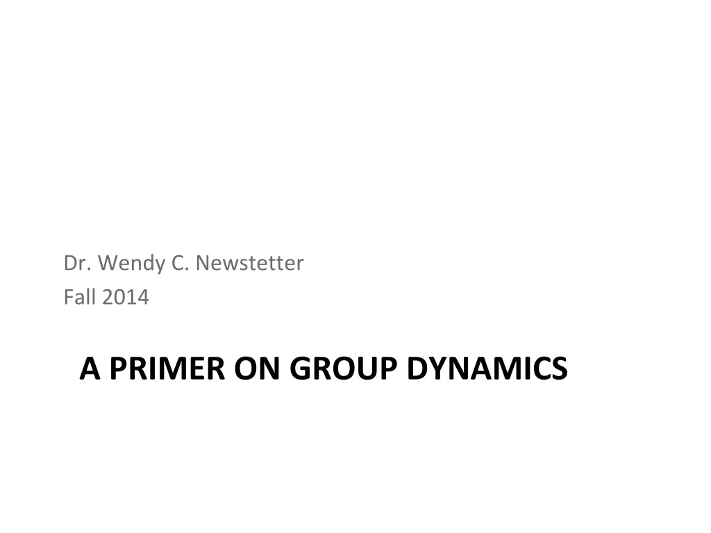 a primer on group dynamics