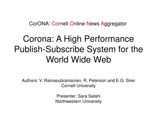 Corona: A High Performance Publish-Subscribe System for the World Wide Web