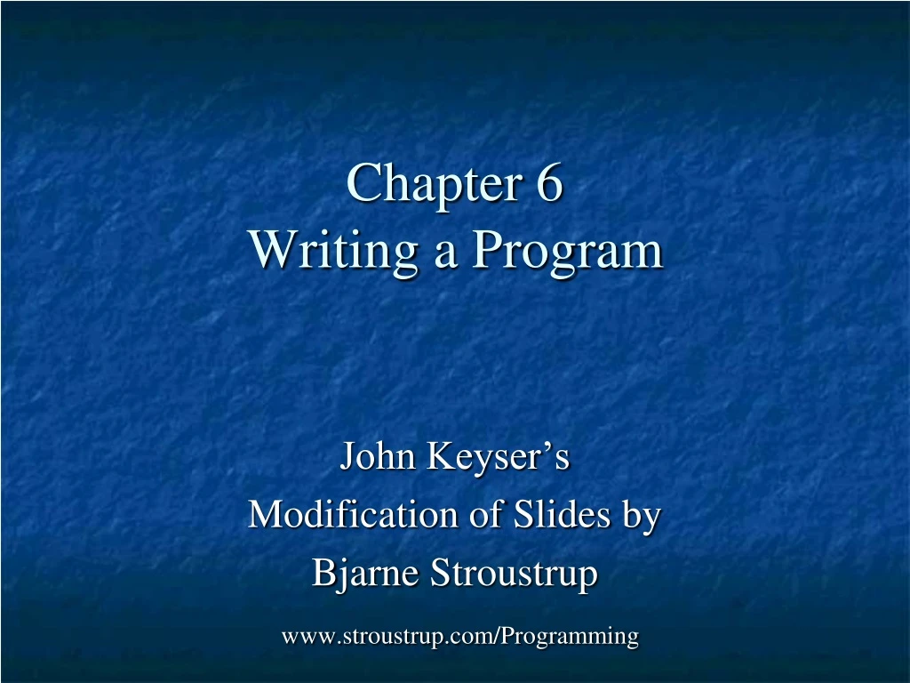 chapter 6 writing a program