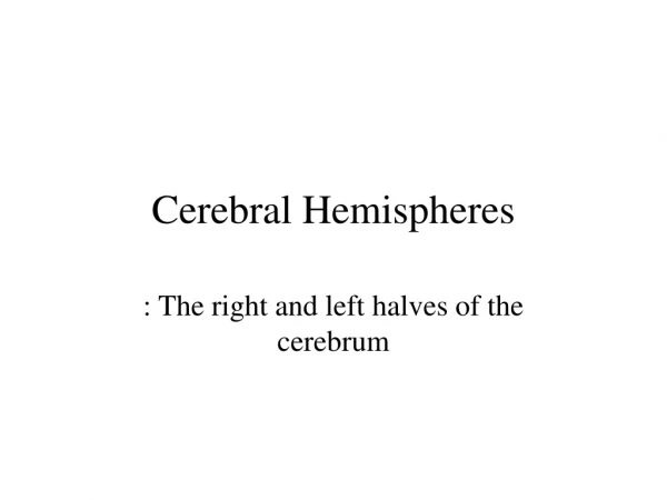Cerebral Hemispheres