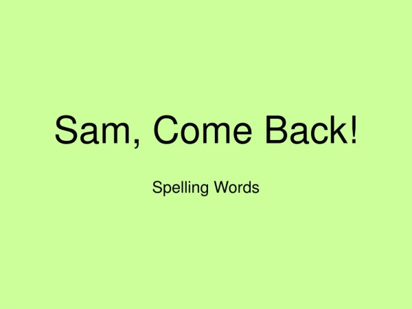 Sam, Come Back!