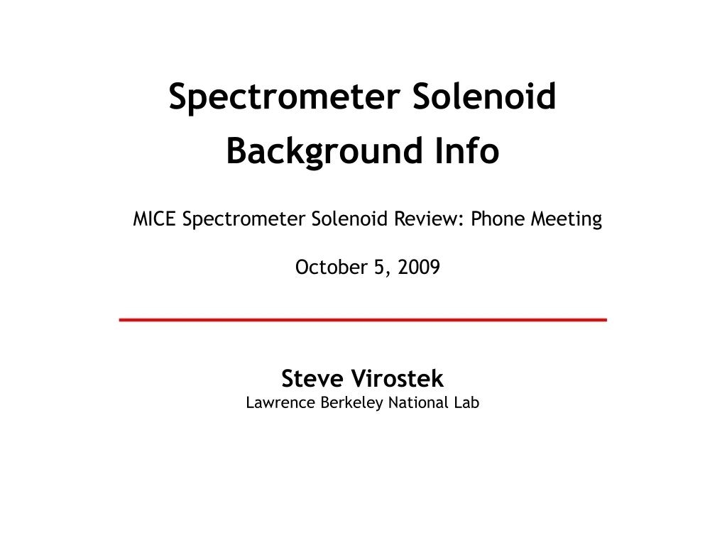 spectrometer solenoid background info