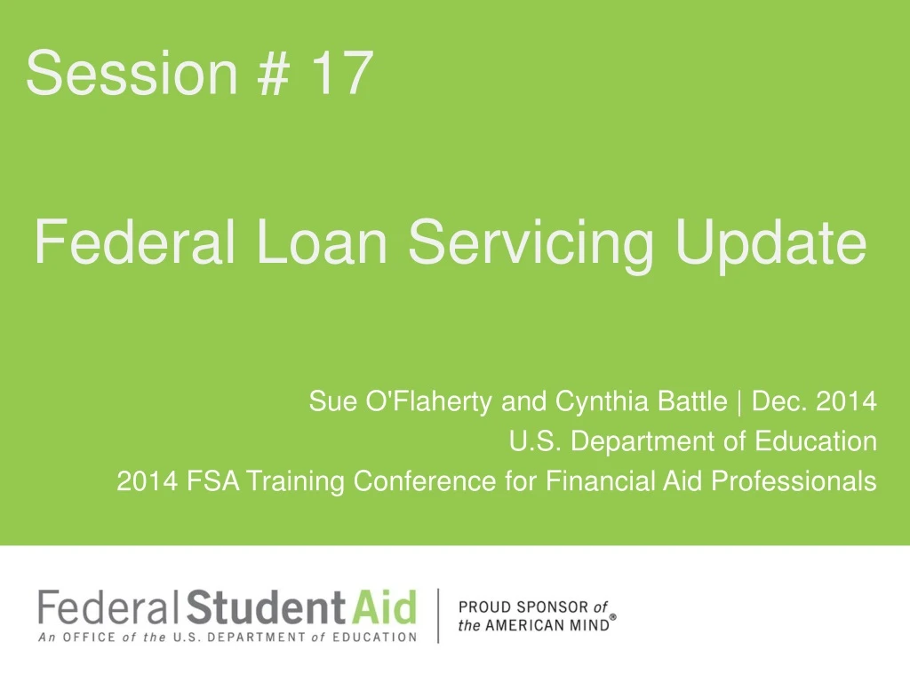 federal loan servicing update